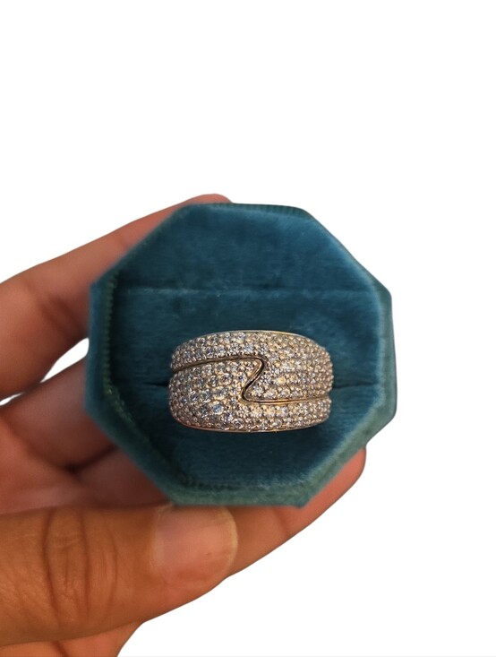 Jewelry - Size 7 925 Sparkling Pavé CZ Wide Band Ring
